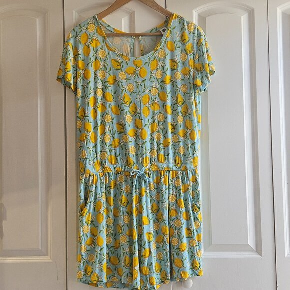 Alex's Lemonade Stand Romper Size XL Pockets Stretch Drawstring Waist Light Blue - Picture 1 of 11